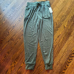 Hippie Rose skinny teal ribbed super soft, stretchy elastic waist boucle joggers